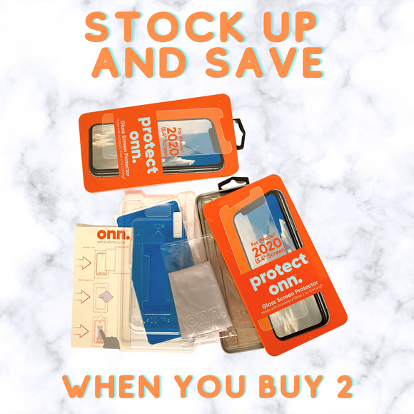 NEW-SET of 2 ONN  5.4 inch Glass Screen Protectors iPhone 2020 12 Mini - Picture 5 of 9